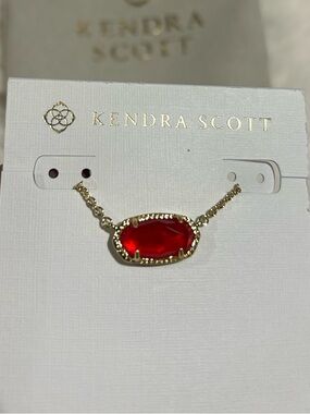 Kendra Scott Gold Necklace with Red Stone